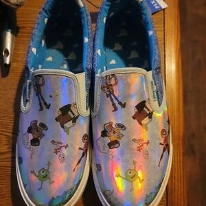 Iridescent Slip-On Sneakers in Silvery White